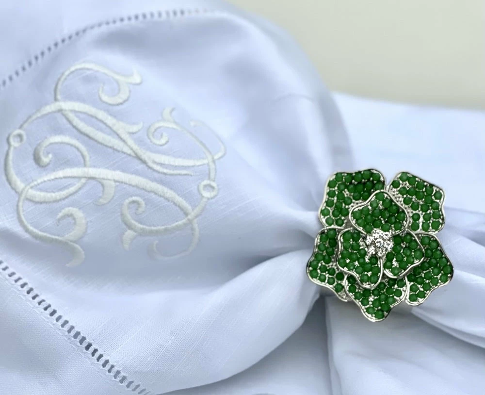 TRISH SCULLY Napkin Rings LA FLEUR VERTE SET OF 2 3 TRISH SCULLY Napkin Rings LA FLEUR VERTE SET OF 2