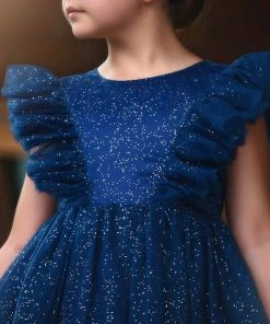 TRISH SCULLY MILLY DRESS SPARKLE NAVY GIRLS