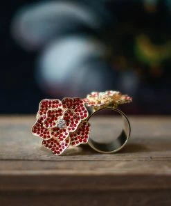 TRISH SCULLY ROSE ROUGE NAPKIN RING SET OF 2 HOME