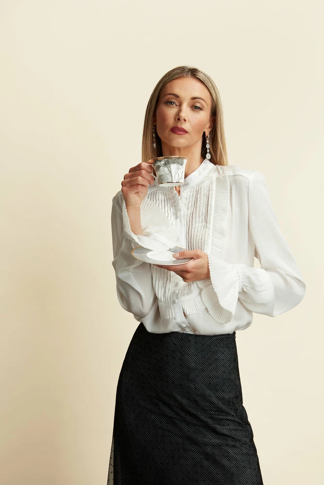 TRISH SCULLY HOME MAYA TUXEDO BLOUSE WINTER WHITE 13 TRISH SCULLY HOME MAYA TUXEDO BLOUSE WINTER WHITE