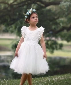 TRISH SCULLY GIRLS BIANCA DRESS WHITE