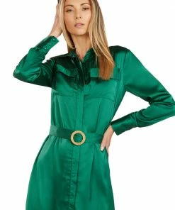 TRISH SCULLY WOMEN BLAKESLEY SHIRT DRESS EMERALD
