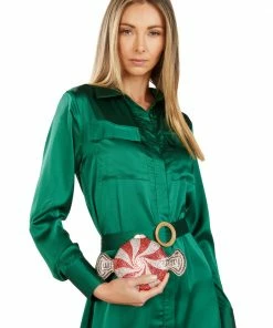 TRISH SCULLY WOMEN BLAKESLEY SHIRT DRESS EMERALD
