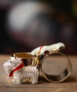 TRISH SCULLY HOME SCOTTIE DOG NAPKIN RING SET OF 2