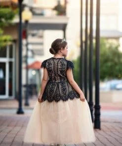 TRISH SCULLY HOME GIRLS GWENDOLYN GOWN BLACK/NATURAL