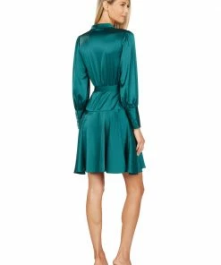 TRISH SCULLY ALBERTINE WRAP DRESS TEAL WOMEN