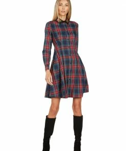 TRISH SCULLY HOME TRACY EMBROIDERED COLLAR TARTAN DRESS