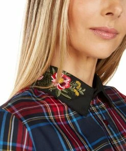 TRISH SCULLY HOME TRACY EMBROIDERED COLLAR TARTAN DRESS