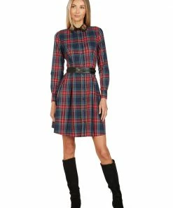TRISH SCULLY HOME TRACY EMBROIDERED COLLAR TARTAN DRESS