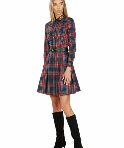 TRISH SCULLY HOME TRACY EMBROIDERED COLLAR TARTAN DRESS