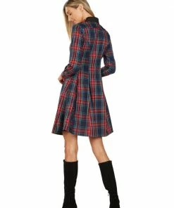 TRISH SCULLY HOME TRACY EMBROIDERED COLLAR TARTAN DRESS