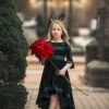 TRISH SCULLY GIRLS LILY DRESS EMERALD VELVET