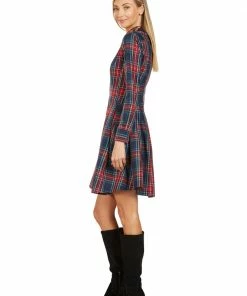 TRISH SCULLY HOME TRACY EMBROIDERED COLLAR TARTAN DRESS