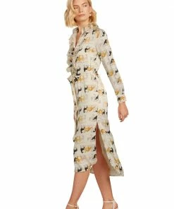 TRISH SCULLY LEA BUTTON DOWN MAXI DRESS EQUESTRIAN PRINT 16 TRISH SCULLY LEA BUTTON DOWN MAXI DRESS EQUESTRIAN PRINT