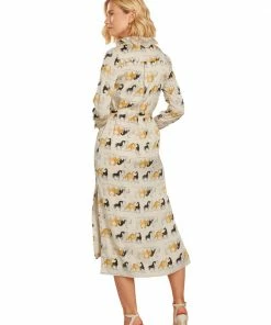 TRISH SCULLY LEA BUTTON DOWN MAXI DRESS EQUESTRIAN PRINT 14 TRISH SCULLY LEA BUTTON DOWN MAXI DRESS EQUESTRIAN PRINT