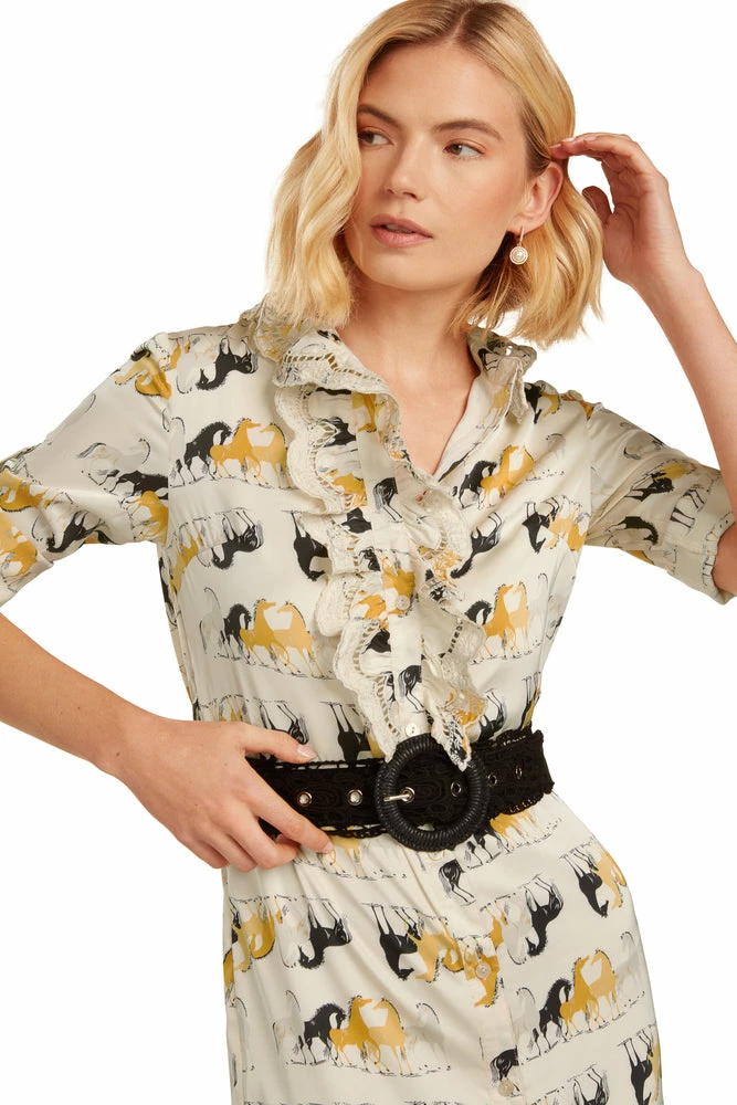 TRISH SCULLY LEA BUTTON DOWN MAXI DRESS EQUESTRIAN PRINT 9 TRISH SCULLY LEA BUTTON DOWN MAXI DRESS EQUESTRIAN PRINT