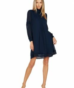 TRISH SCULLY HOME THEODORA SHIFT DRESS NAVY BLUE