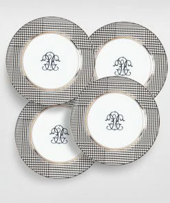 TRISH SCULLY HOME GLEN PLAID APPETIZER PLATES-4PC. SET