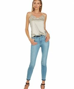 TRISH SCULLY HOME VICTORIA EMBROIDERED SATIN CAMISOLE IVORY WOMEN