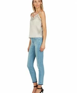 TRISH SCULLY HOME VICTORIA EMBROIDERED SATIN CAMISOLE IVORY WOMEN