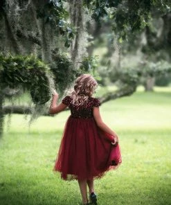 TRISH SCULLY HOME DELILAH DRESS WINE GIRLS