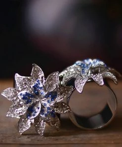 TRISH SCULLY LA FLEUR BLEUE NAPKIN RING SET OF 2 HOME