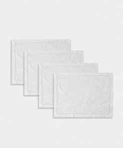 TRISH SCULLY HOME MILANO WHITE JACQUARD PLACEMATS SET OF 4