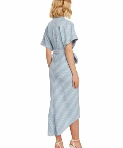 TRISH SCULLY WOMEN ELOISE BUTTON FRONT DRESS CHAMBRAY BLUE