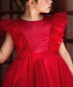 TRISH SCULLY MILLY DRESS CRIMSON GIRLS