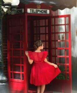 TRISH SCULLY MILLY DRESS CRIMSON GIRLS