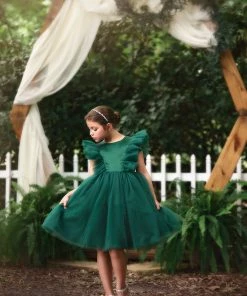 TRISH SCULLY GIRLS MILLY DRESS EMERALD