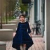 TRISH SCULLY GIRLS LILY DRESS NAVY VELVET