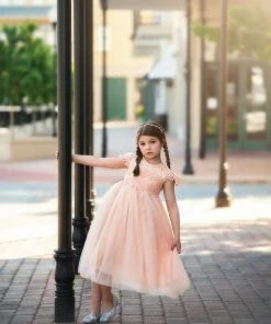 TRISH SCULLY KATRINA DRESS PEACHY PINK Flower Girl