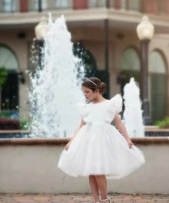 TRISH SCULLY GIRLS MILLY DRESS WHITE