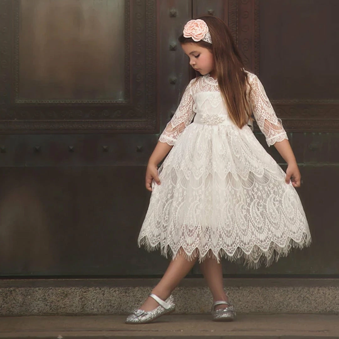 TRISH SCULLY HOME BELLA RAFAELA DRESS & BELT SET- ANTIQUE WHITE GIRLS 9 TRISH SCULLY HOME BELLA RAFAELA DRESS & BELT SET- ANTIQUE WHITE GIRLS