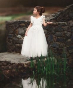 TRISH SCULLY GIRLS BIANCA GOWN WHITE