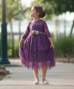 TRISH SCULLY HOME BELLA RAFAELA DRESS & BELT SET HYACINTH GIRLS