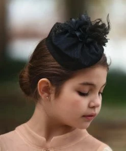 TRISH SCULLY GIRLS BLACK PILLBOX HAT