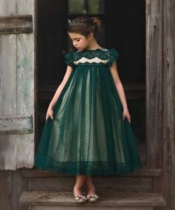 TRISH SCULLY ADRIANA DRESS EMERALD GIRLS