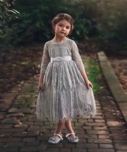 TRISH SCULLY HOME BELLA RAFAELA DRESS & BELT SET SILVER GIRLS