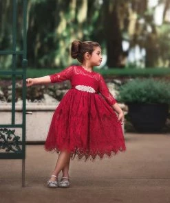 TRISH SCULLY HOME BELLA RAFAELA DRESS & BELT SET-CRIMSON