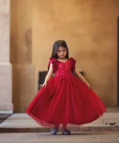 TRISH SCULLY GIRLS BIANCA GOWN CRIMSON