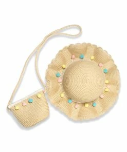 TRISH SCULLY POM-POM HAT & PURSE SET IVORY