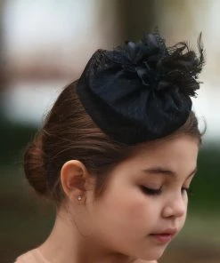 TRISH SCULLY GIRLS BLACK PILLBOX HAT