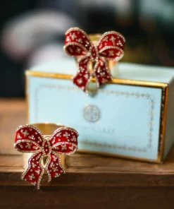 TRISH SCULLY HOME CRIMSON BOW SET OF 2