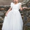 TRISH SCULLY GIRLS BIANCA GOWN WHITE