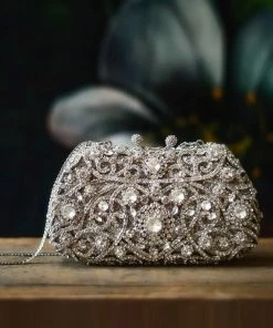 TRISH SCULLY SILVER CRYSTAL CLUTCH