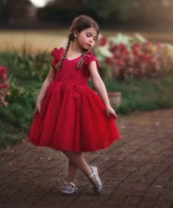 TRISH SCULLY HOME GIRLS BIANCA DRESS CRIMSON