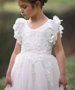 TRISH SCULLY GIRLS BIANCA DRESS WHITE