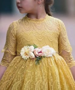 TRISH SCULLY HOME GIRLS BELLA RAFAELA DRESS & BELT SET TURMERIC